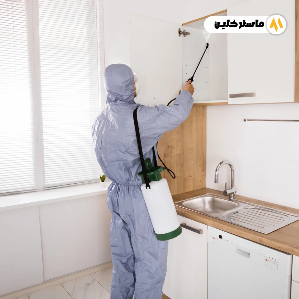 عامل لشركة مكافحة النمل الابيض بجدة اثناء العمل